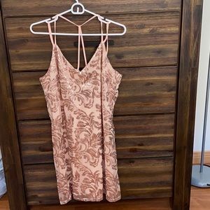Rose gold Paisley sequence dress size large